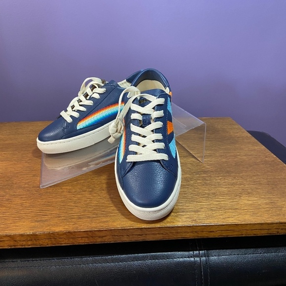 Soludos Womens Original Ibiza Sneaker RainbowWave Blue Colorful Fun School - Picture 5 of 11